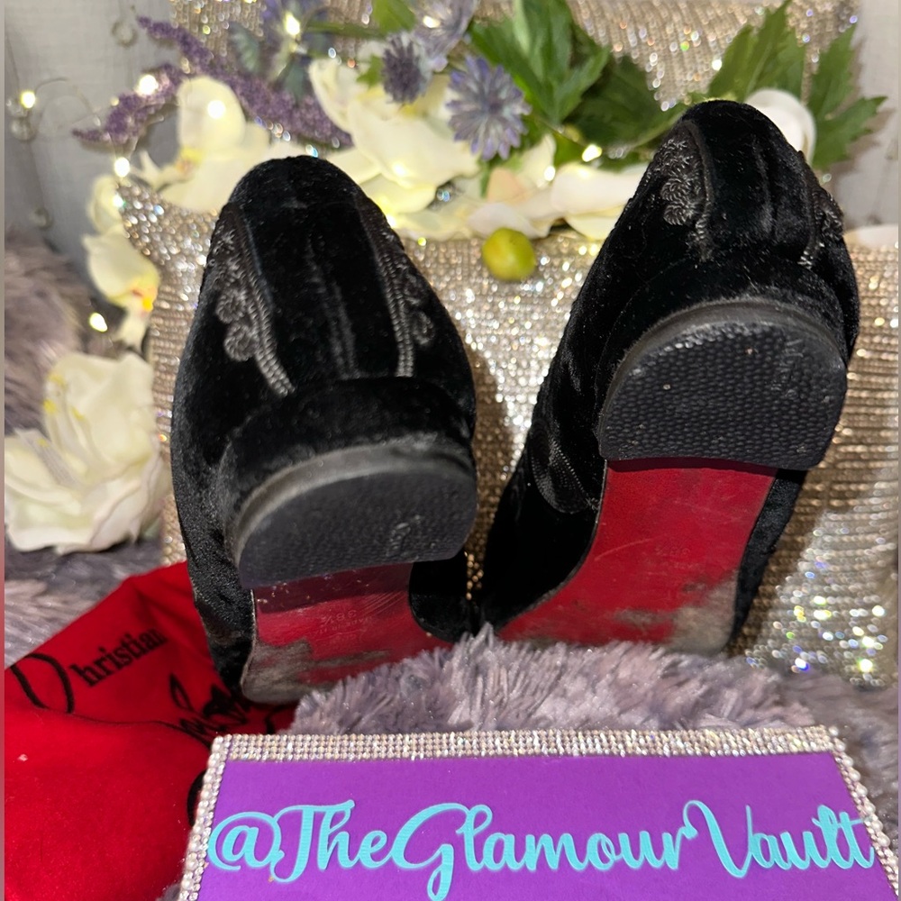 π₯Christian Louboutin Black Velvet Loafers Sz 38.5EU - Picture 8 of 13